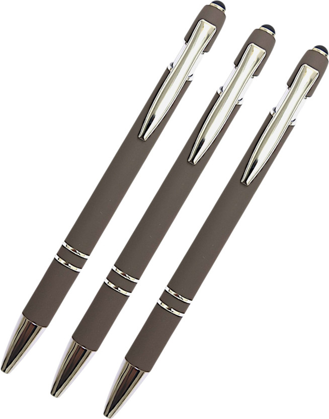 auteur Multifunction Pen Series Designer Grey Metal Body With Stylus Best Student Gift Ball Pen(Pack of 3, Ink Color - Blue)