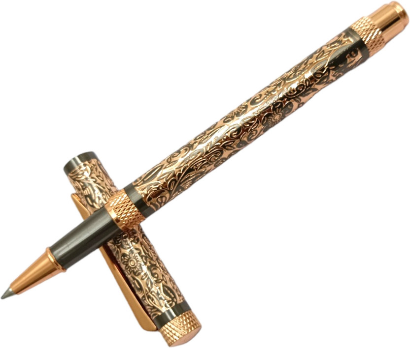 JINHAO Elite Series Heritage 9009 Designer Carved Premium Rosegold Metal Body Gift Roller Ball Pen(Ink Color - Blue)