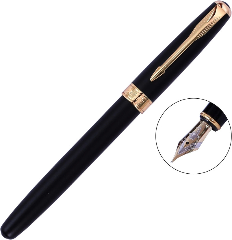 Krink Antique F133 Jinhao Baoer 801 Luxury Executive Stainless Steel Fountain Pen(Ink Color - Refillable Injector Cartage)
