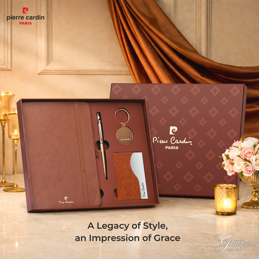 PIERRE CARDIN Grace Gift Set Ball Pen with Diary , Card holder and Key Chain Ball Pen(Pack of 4, Ink Color - Blue)