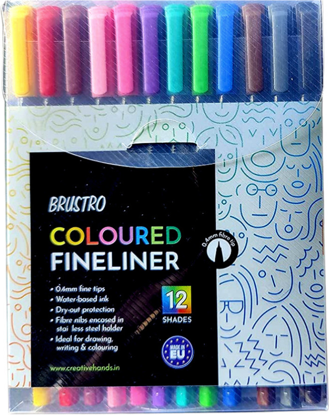 BRuSTRO BRuSTRO Coloured Fineliner set of 12, 0.4mm Fineliner Pen(Ink Color - Multicolor) - Flipkart Deal