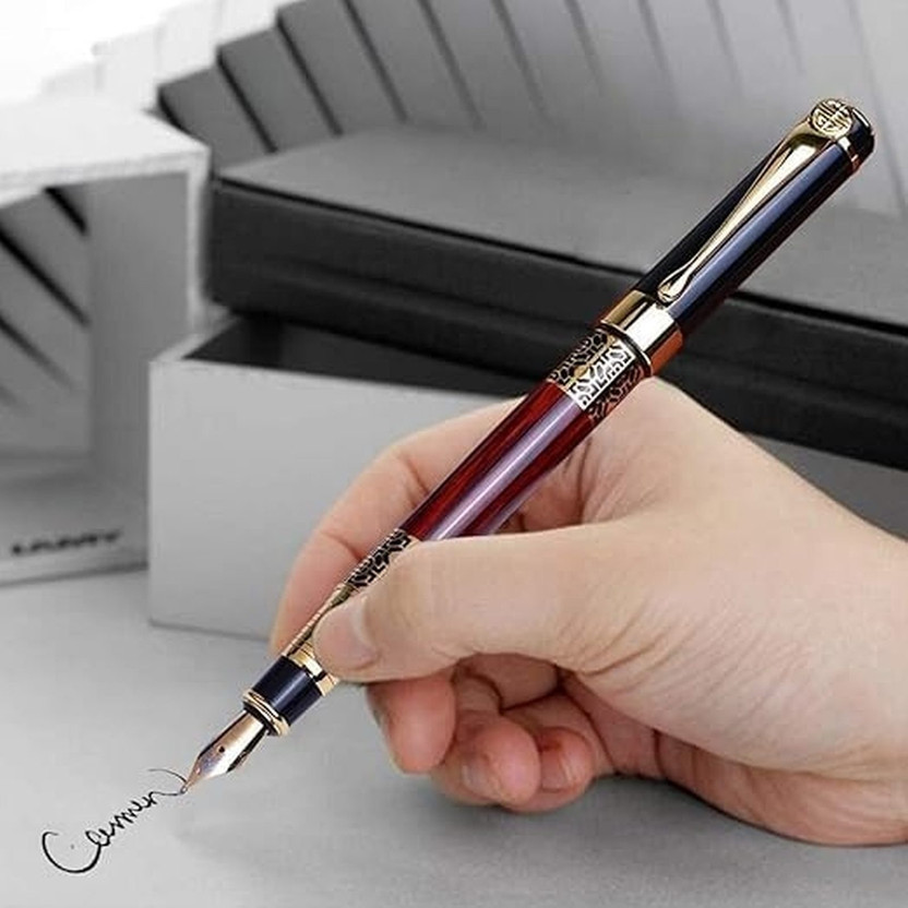 Krink Antique F167 Luxury Executive Stainless Steel Fountain Pen(Ink Color - Refillable Injector)