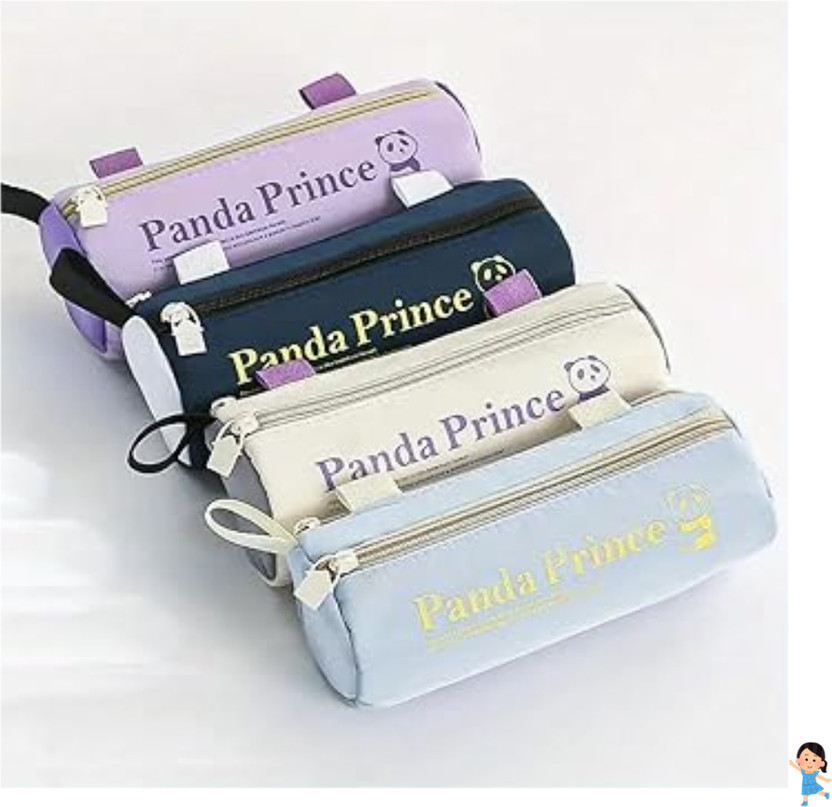 Arizuul Pretty Panda Prince Accessory Pouch for College Students and Girls Panda Prince Zipper Case Art Artificial Leather Pencil Box(Set of 1, Multicolor)