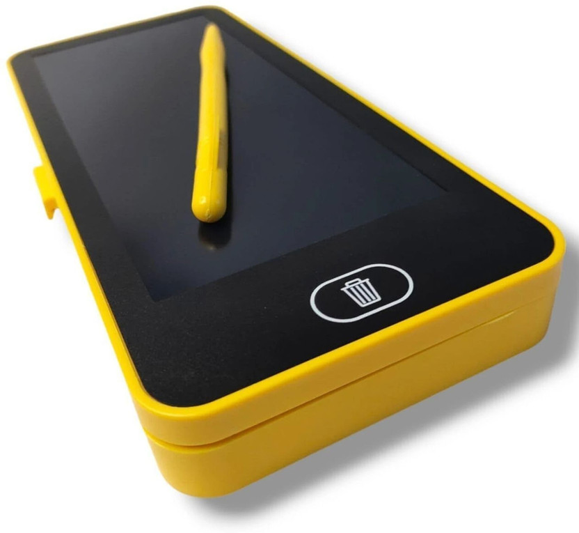 SPREADING SMILES INT PVT LTD Kids LCD Writing Tablet + Pencil Box | Doodle Board with Stylus NA Art Plastic Pencil Box(Set of 1, Yellow)
