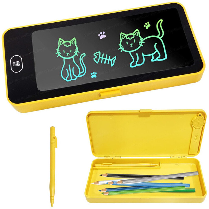 Mynxe Kid's Digital Memo Pad Notepad PVC & Plastic LCD Writing Board Stationery Case(Yellow)