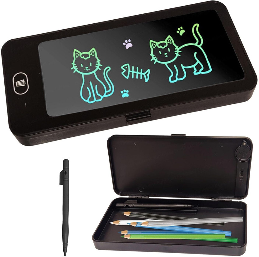 AFENTERPRISES pencil box LCD Display Art Metal Pencil Box(Set of 1, Black)