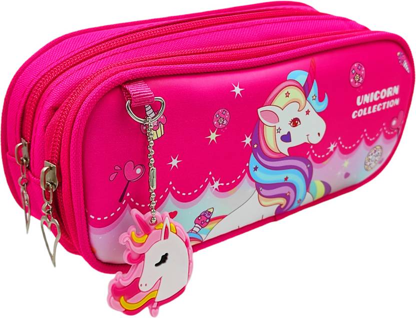 dishvy Cute Unicorn Double Zipper Leatherite Pencil