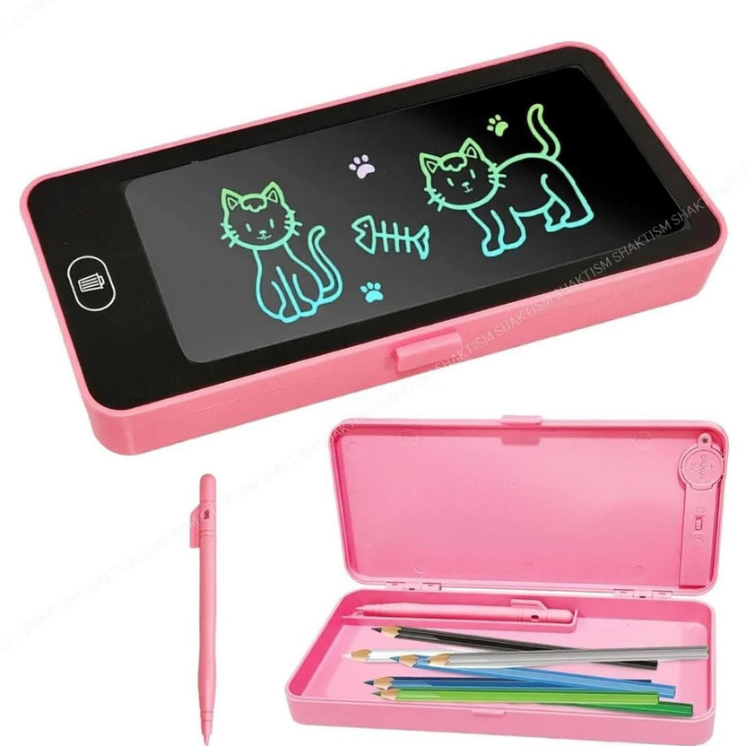Bazaar LCD Writing Tablet Pencil Box 1 Art Plastic Pencil Box(Set of 1, Multicolor)