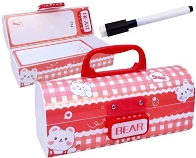 SARJUDAS ENTERPRISE 1 Plastic Pencil Box With Code Lock, Pen Case Style Password Lock Pencil Box Art Plastic Pencil Box(Set of 1, Red)