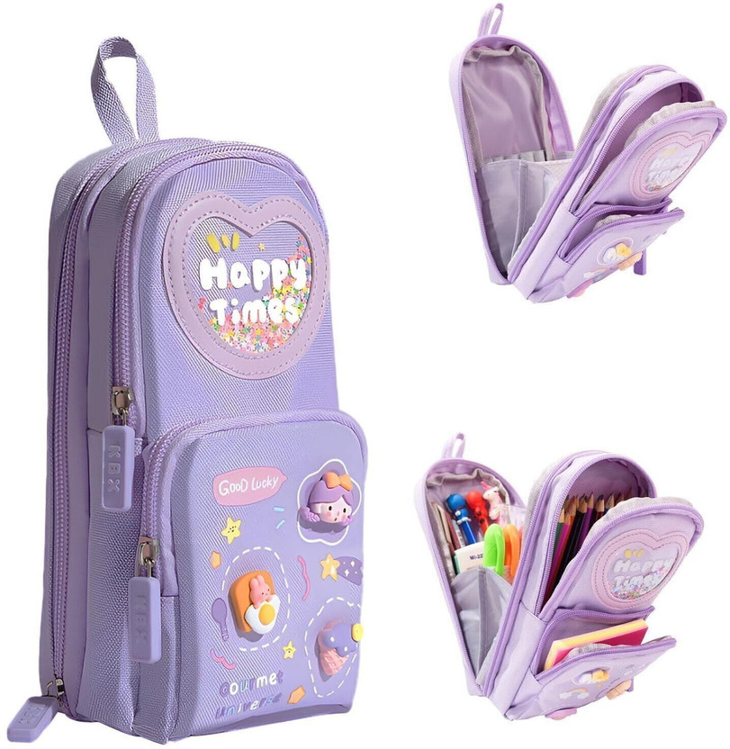 HR HR INTERNATIONAL Three Layer School Bag-Shaped Pencil Pouch, Pencil Pouch with Zipper Pencil Box For Kids, Boys, Girls,Stationary Organizer Case For Kids Art EVA Pencil Box(Set of 1, Multicolor) - Flipkart Deal
