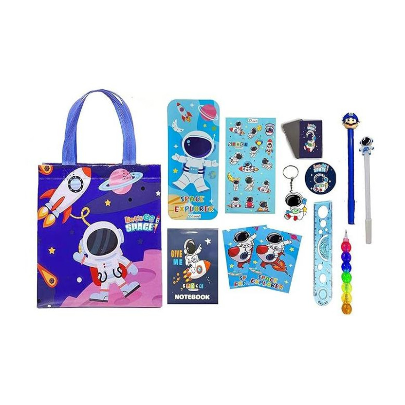 Neel Space Metal Geometry Box for Boys with All Space Theme Stationery for Boys Space Bag Party Favor Return Gift for Kids in Bulk Astronaut Theme School Return Gift Art Plastic Pencil Box(Set of 1, Multicolor)