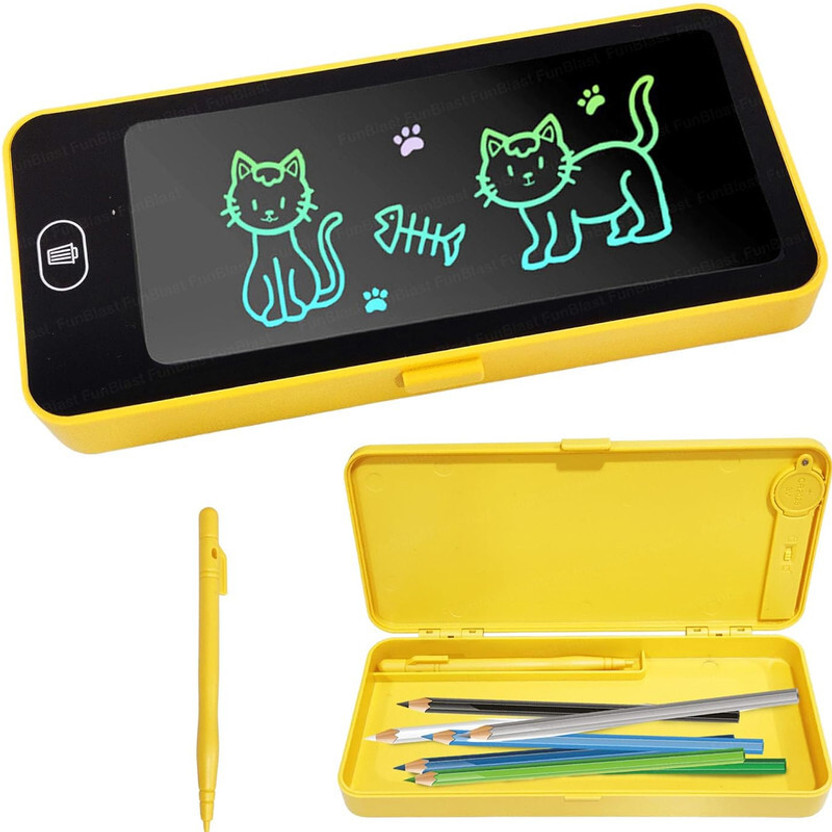 Mynxe Digital Memo Pad Notepad PVC & Plastic LCD Writing Board Stationery Case Doodle(Yellow)