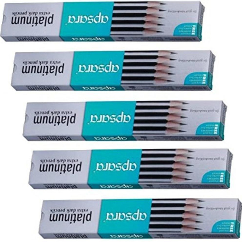 APSARA Platinum Extra Dark Pencil(Set of 5, Grey and silver)