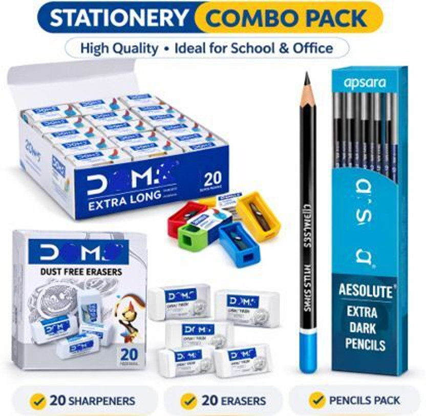RKSR Combo Kit for Students Pencil(Set of 10, Multiple)