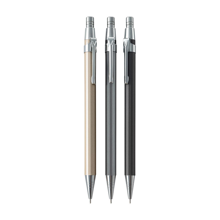 Definite Art Metal Body Mechanical Lead Pencils 0.7mm for Student School Office Bank Use Pencil(Set of 3, Black, Silver, Beige)
