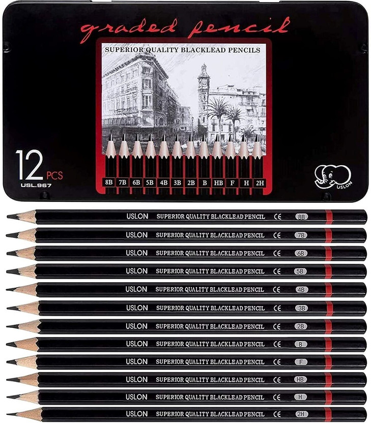 PEACORA 12 Pcs Sketch Pencil Set For Artist Drawing kit Sketching Pencil Set Pencil(Pack of 12)