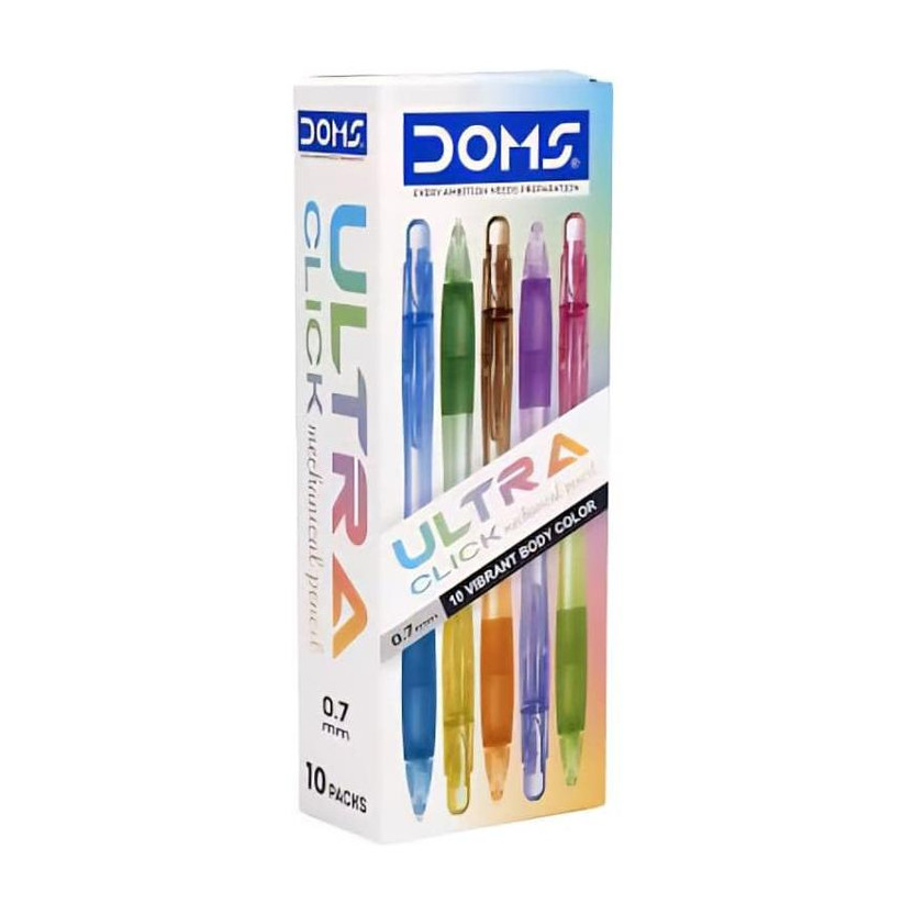 DOMS Ultra-Click 0.7mm Mechanical Pencil Pencil(Set of 10, Black)