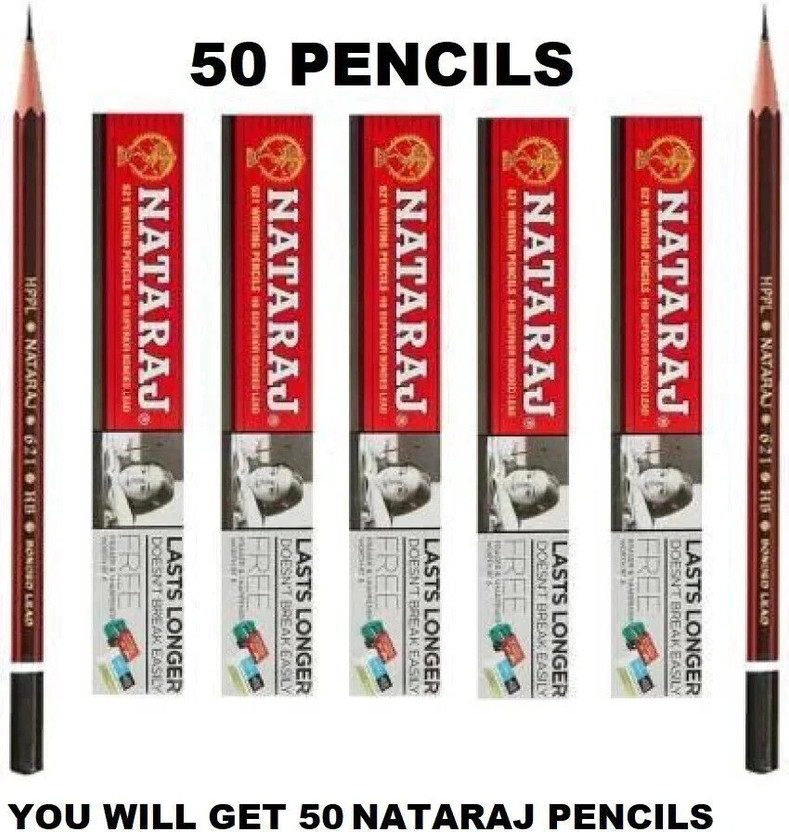 golajitraders NATRAJ RED COVER PENCIL ?? PACK OF 50 Pencil(Set of 5, Black)