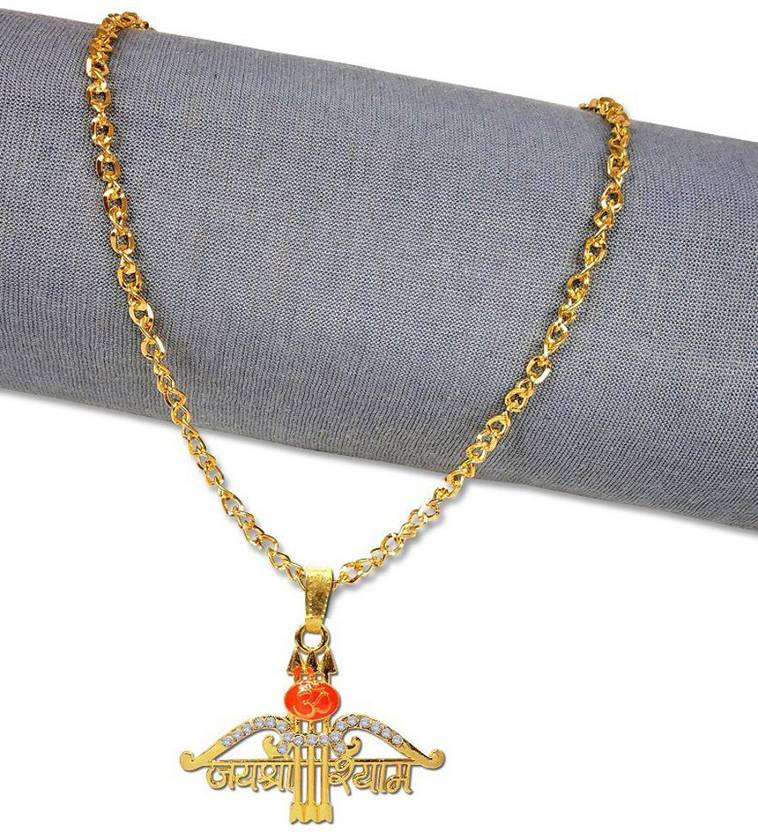 Uniqon Nug Diamond Om Jai Shri Khatu Shyam Teen Baan Dhanush Pendant