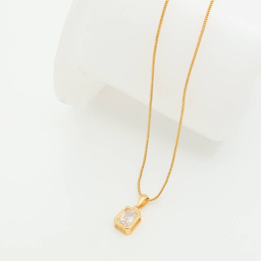 VijayEStore Squire Diamond Goldplated Brass Pendant Set Price in India