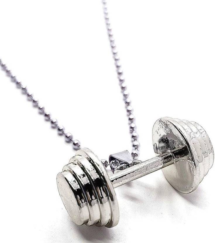 Dynamic Retail Global Dumbbell Locket Gym Pendant Necklace for Boys