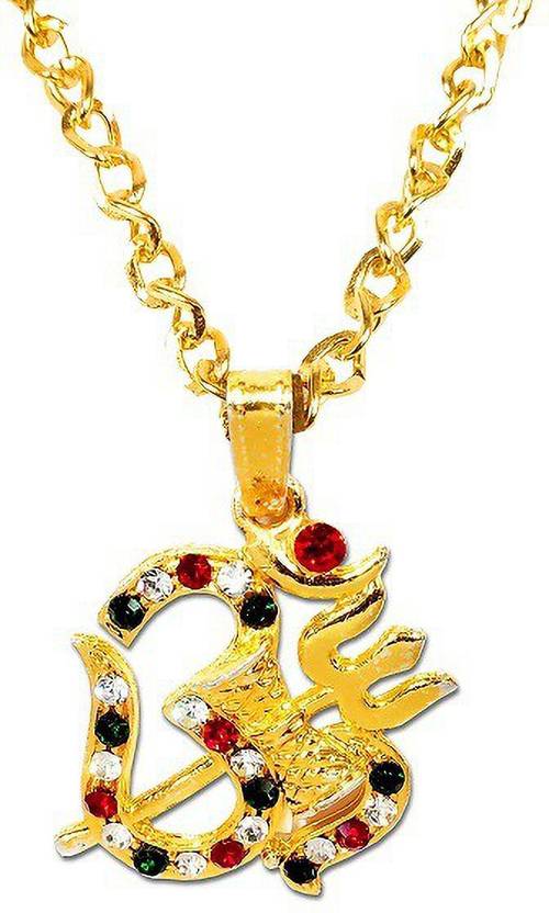Om trishul damru gold pendant