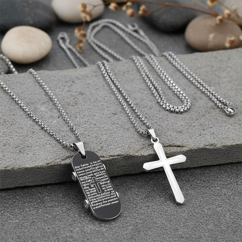 impression Stainless Steel Jesus Christ Crucifix Cross Cutting Christian Pendant Silver Stainless Steel Pendant