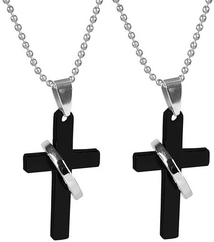 Stylewell Set Of 2 Small Size Black Holy Jesus Christ Cross Isa Masih ...