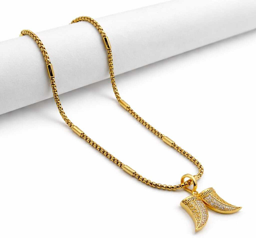 GLAMCHIK GLAMCHIK LION NAIL CHAIN PENDANT FOR MEN AND WOMEN / CUBIC ZIRCONIA / GIFTS / EVERY DAY Gold-plated Stainless Steel Pendant Set - Flipkart Deal