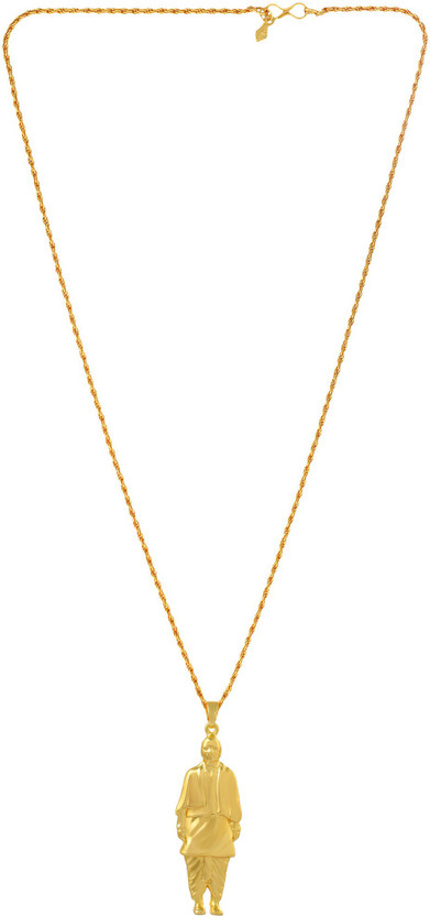 memoir Brass Goldplated Statue of Unity Sardar Patel Chain Pendant India Famous Leader Gold-plated Alloy