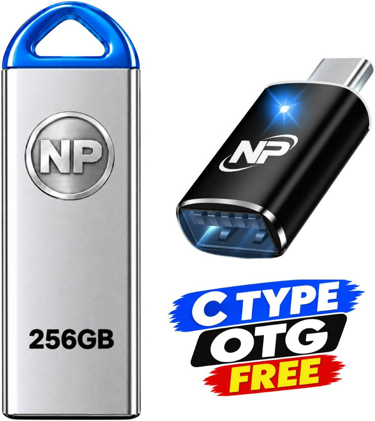 NP 256GB PenDrive Super C TYPE OTG 256 GB OTG Drive Compatible with Audio Player, Desktop Computer, Laptop, Mobile, Netbook, Tablet, Television USB 2.0 Metal Case(Silver, Mobile Pendrive)
