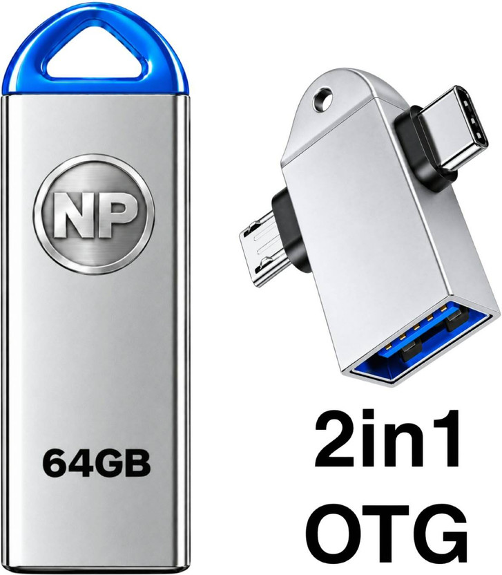NP NP 64GB PenDrive Quality OTG 64 GB OTG Drive Compatible with Audio Player, Desktop Computer, Gaming Console, Laptop, Mobile, Tablet, Television USB 2.0 Metal Case(Silver, Mobile Pendrive) - Flipkart Deal