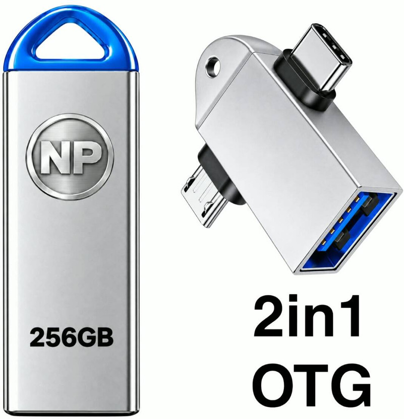 NP 256GB PenDrive Quality OTG 256 GB OTG Drive Compatible with Audio Player, Desktop Computer, Gaming Console, Laptop, Mobile, Netbook, Tablet, Television USB 2.0 Metal Case(Silver, Mobile Pendrive)