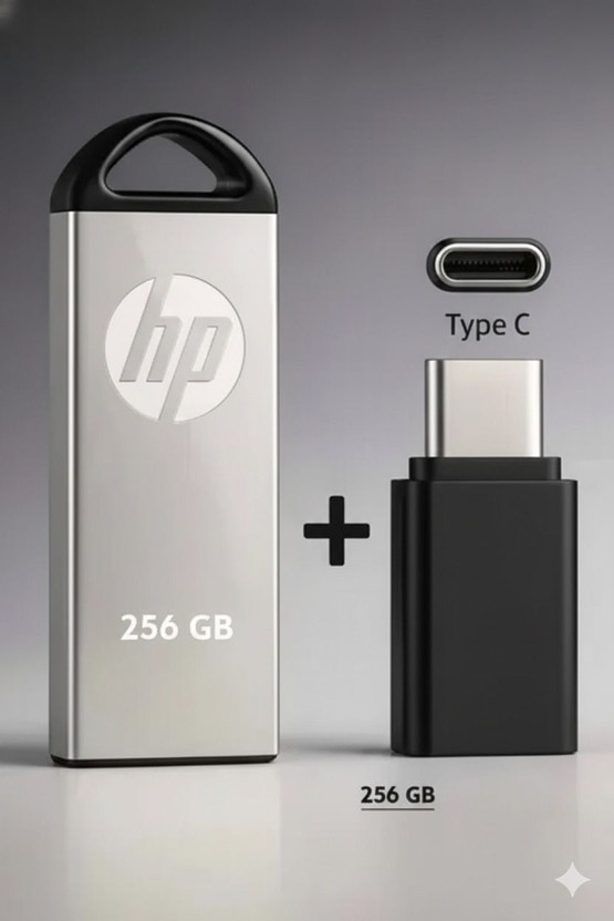 HP V229 256GB USB 2.0 Pen Drive | High Speed Flash Drive for Laptop Type c OTg free 256 GB Pen Drive Compatible with Audio Player, Desktop Computer, Gaming Console, Laptop, Mobile, Tablet, Television USB 2.0 Metal Case(Black, White)