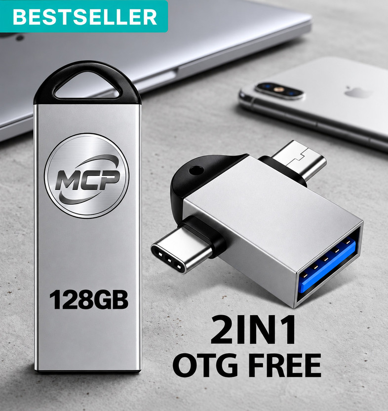 MCP M220W 128 GB Pen Drive Compatible with Audio Player, Desktop Computer, Gaming Console, Laptop, Mobile, Netbook, Tablet, Television USB 2.0, USB 3.0 Metal Case(Grey)