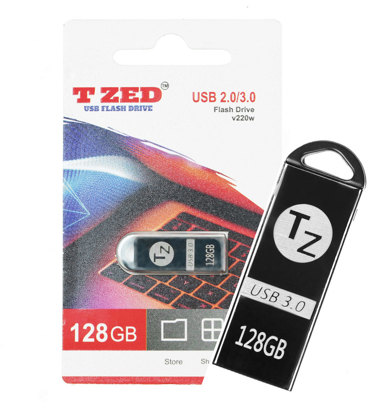 T ZED 128GB PenDrive V220w U+ 128 GB Pen Drive Compatible with Audio Player, Desktop Computer, Gaming Console, Laptop, Mobile, Netbook, Tablet, Television USB 3.0, USB 2.0 Metal Case(Silver)