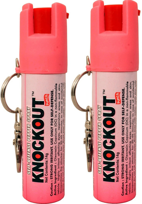 Knockout Self Defence Pepper Spray for Women Safety with Keychain Twist Lock Pack of 2 Pepper Stream Spray
