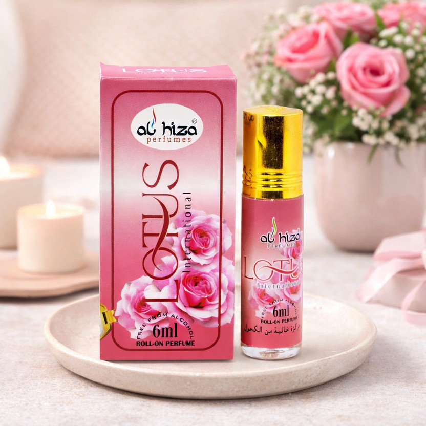Alhiza Lotus Rollon Perfume 6ml – Alcohol-Free Floral Rose Fragrance | 12+Hour Lasting Eau de Parfum  -  6 ml(For Men & Women)