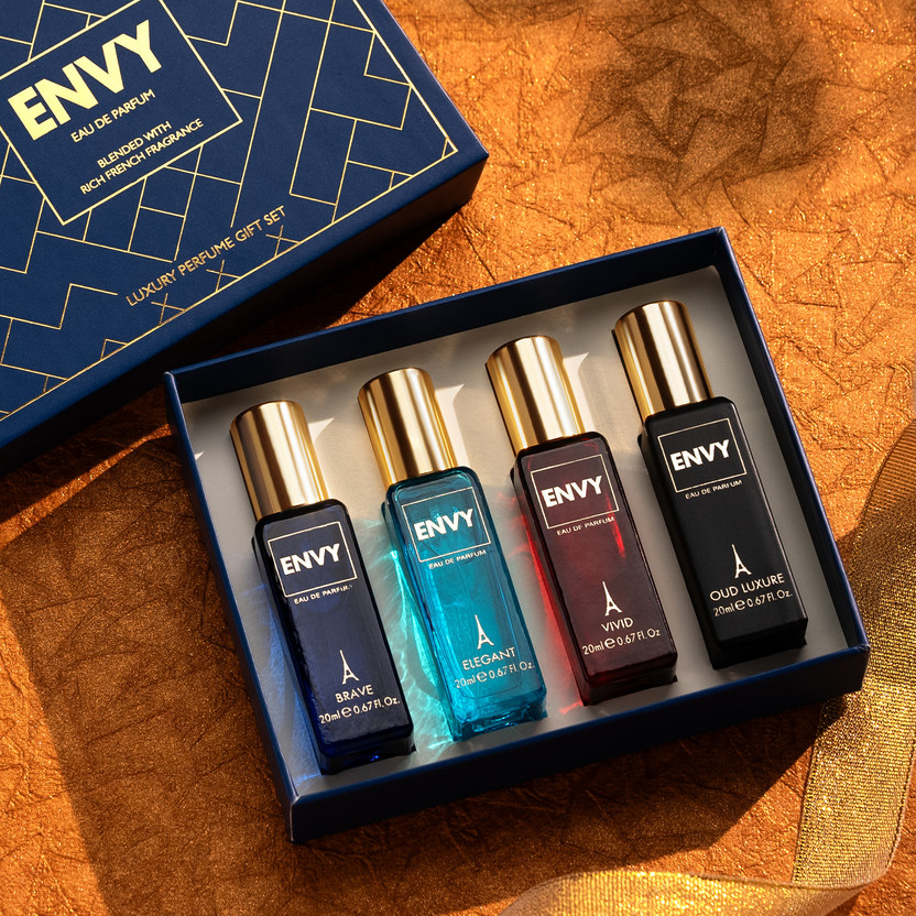 Envy Blue Luxury Perfume Gift Set (20 ml x 4) Eau de Parfum  -  80 ml(For Men & Women)