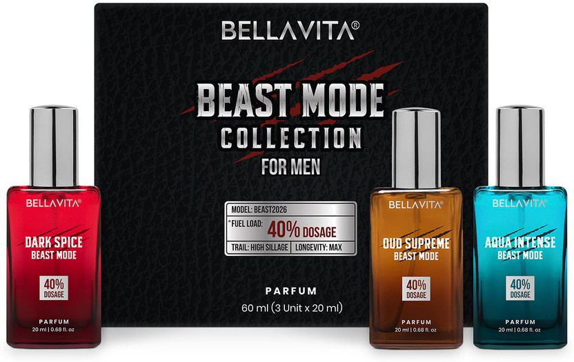 BELLAVITA Beast Mode Perfume Collection for Men (3x20ML) Long Lasting Fragrance|EDP Eau de Parfum  -  60 ml(For Men)