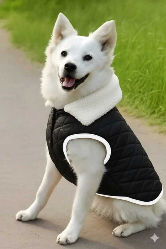 OLENE Winter Jacket for Dog, Cat(BLACK-WHITE)