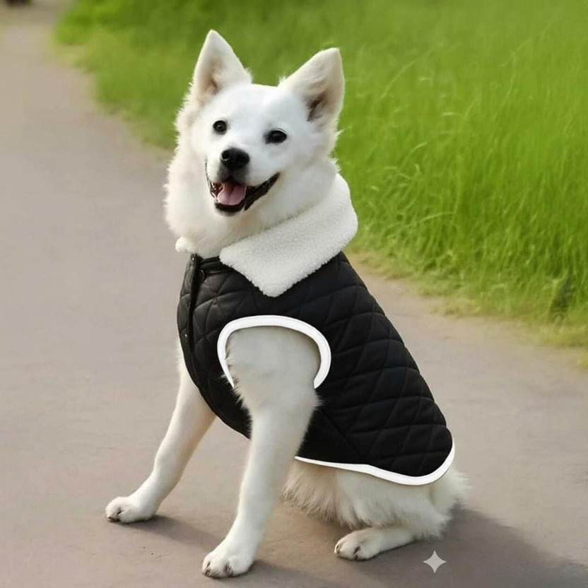 OLENE Winter Jacket for Dog, Cat(BLACK-WHITE)