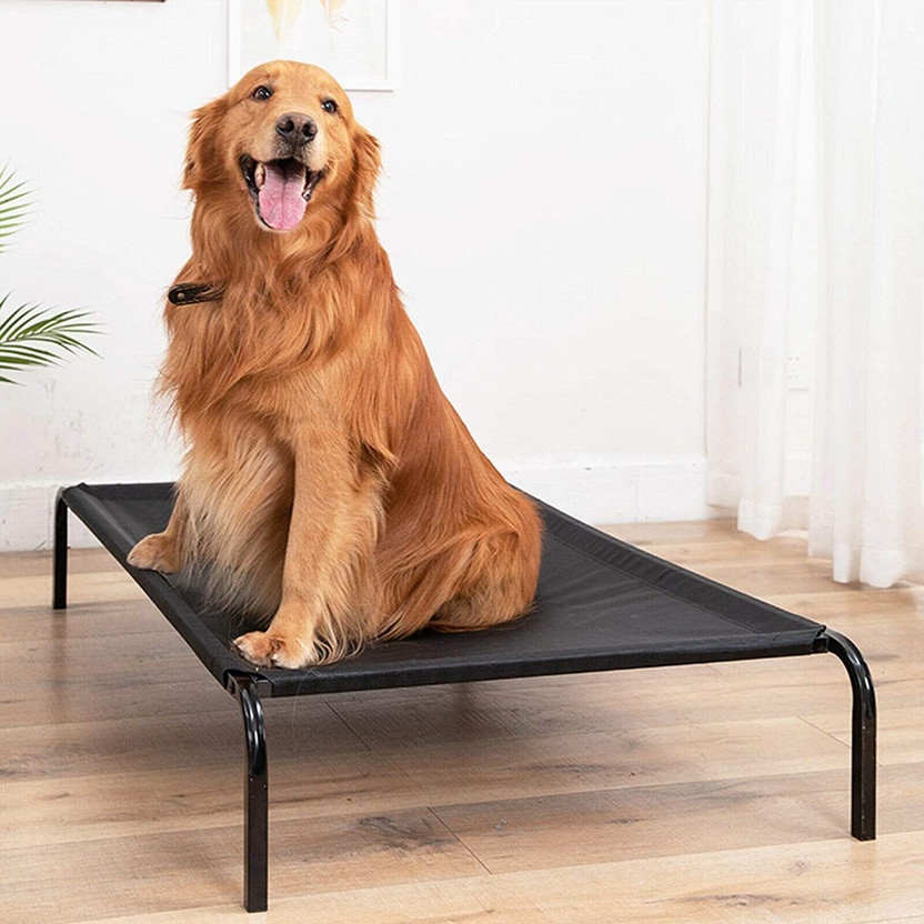 Fluffy Dog Bed Pet Cat Raised Sides Camping Fabric Cot Indoor Outdoor Waterproof L Pet Bed(Fluffys)