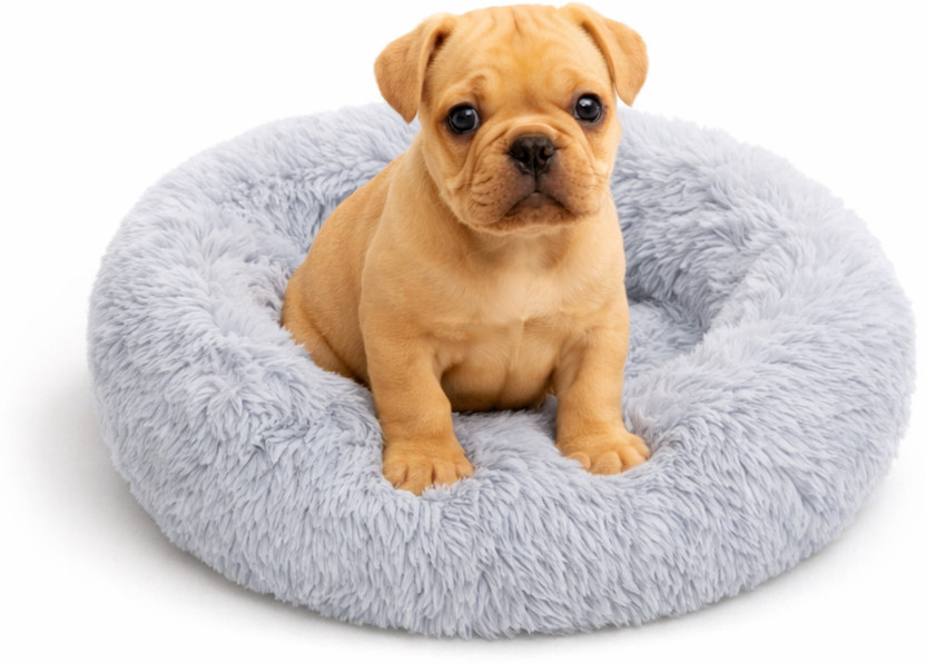 Zexsazone The round donut is perfect for indoor cats and puppies winter, Summer XXXL Pet Bed(Grey)