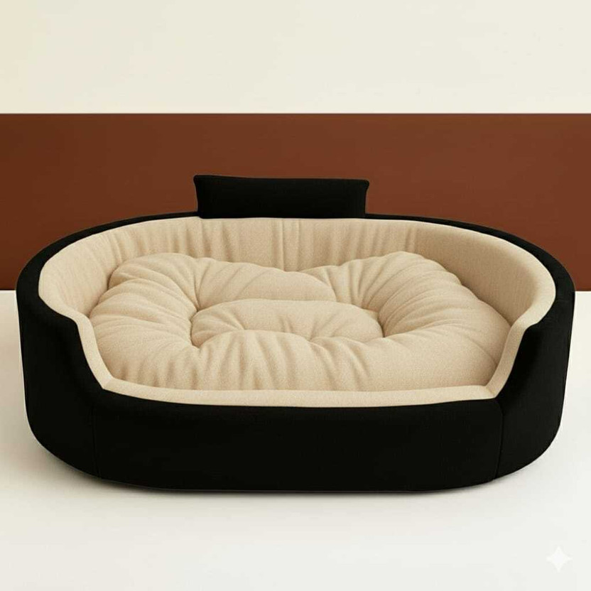 HAVEN STYLISH Luxury Coller Sofas , Beds For Dog And Cat S Pet Bed(Black, Cream)