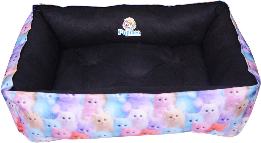 Pupmeo Cat Bed with Soft Cushioning Premium Comfortable Travel Friendly S Pet Bed(Black)