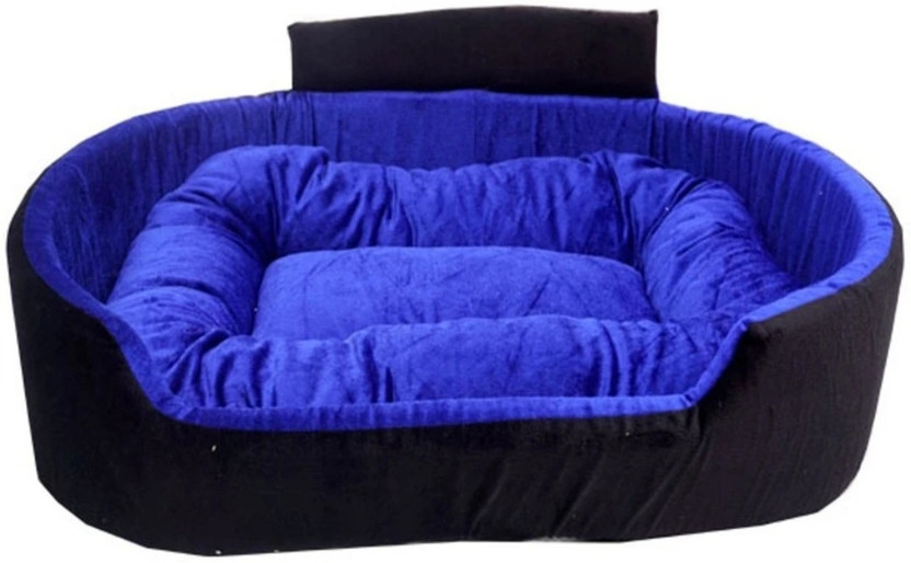 TRANDY STYLISH Luxury Soft Latest Dog Beds , Sofas & Chair With Collar For Dog And Cat S Pet Bed(Blue & Black)
