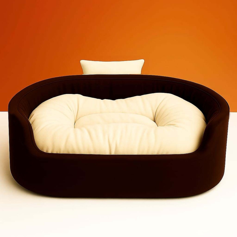 HAVEN STYLISH Luxury Coller Sofas , Beds For Dog And Cat S Pet Bed(Brown, Cream)