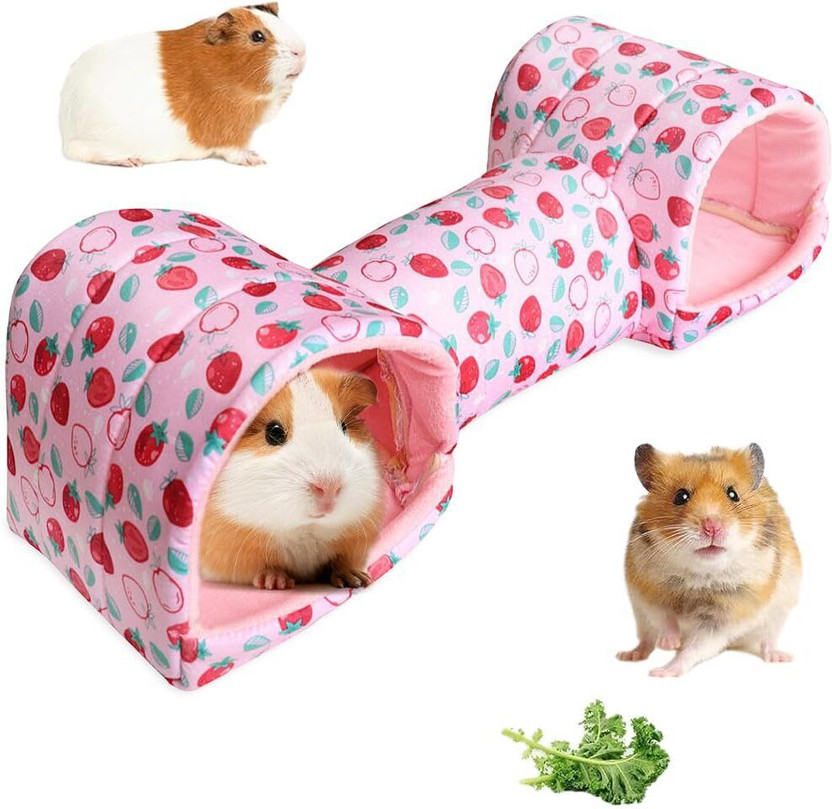 HASTHIP Soft Cotton Hamster Tunnel House M Pet Bed(Pink)