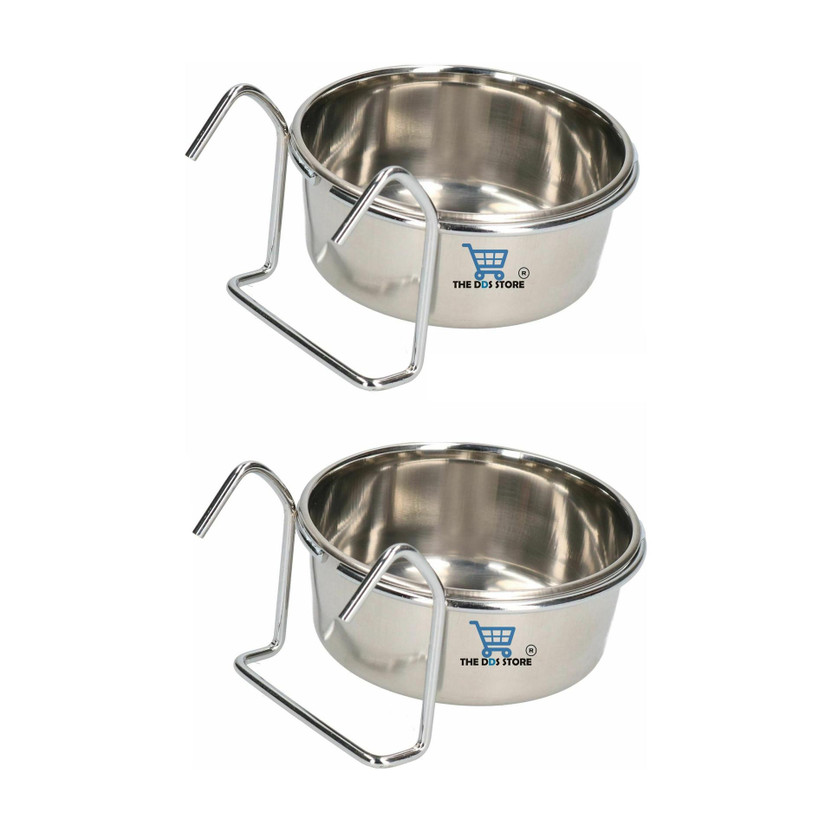 THE THE DDS STORE Bird Feeding Dish Cups, Parrot Food Bowl Holder-Stainless Steel Coop Cup, Bird Cage Water Bowl for Parakeet African Greys Conure Cockatiels Lovebird Budgie Chinchilla Hook Holder 300.ml Pack of 2 ROUND Steel Pet Bowl(300 ml Steel) - Flipkart Deal